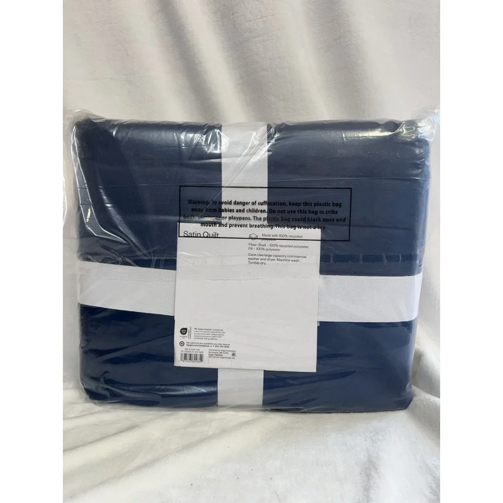 Twin/XL Twin Satin Quilt Dark Blue - Room Essentials 92in X 66in